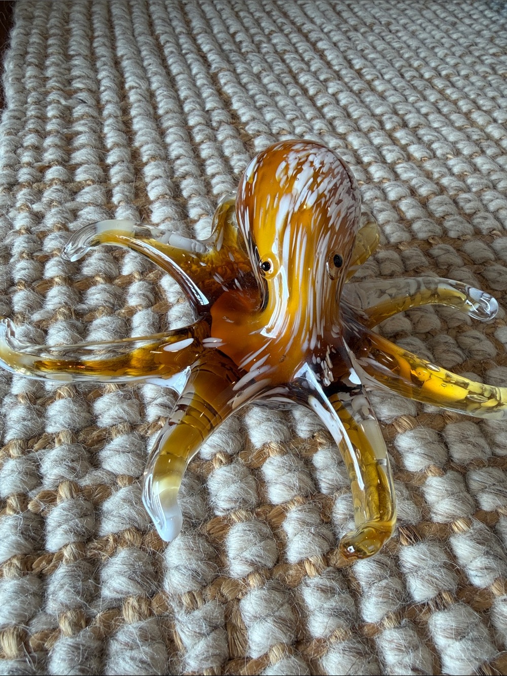 Glass Octopus Sculpture - Amber and Clear Home Art